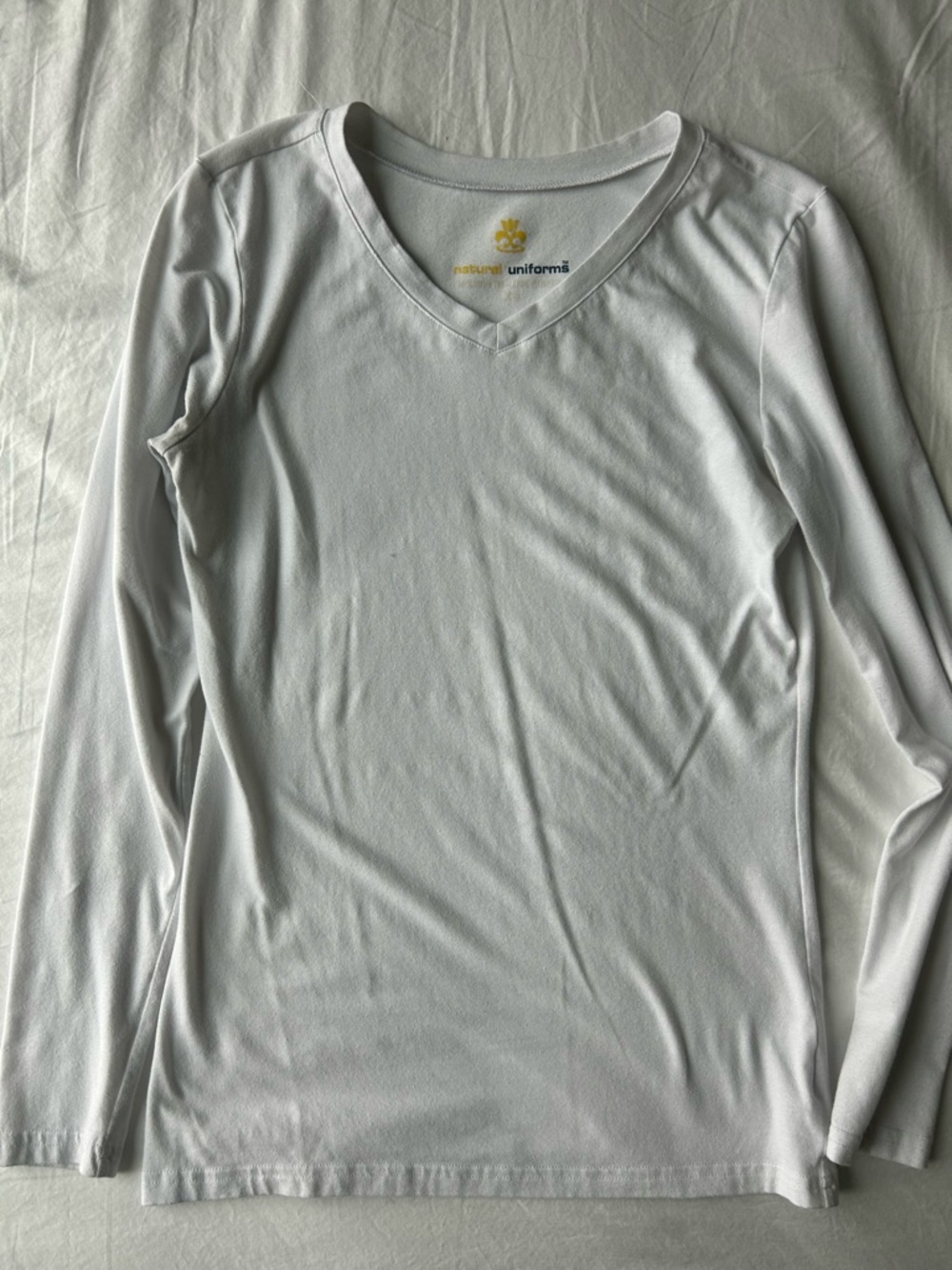 White Long Sleeve V-Neck Top